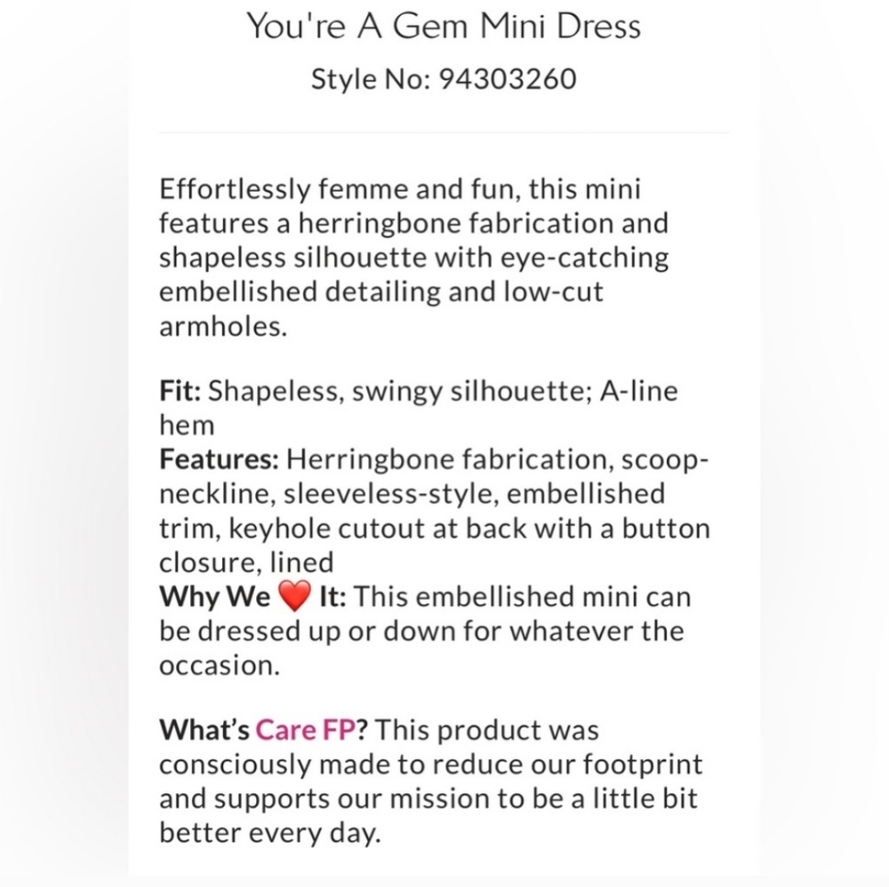 Free People Your A Gem Mini Dress NWOT - Picture 5 of 15
